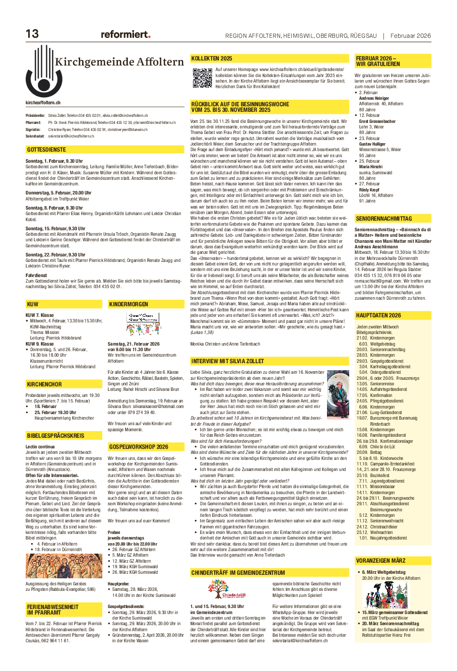 Reformiert Gemeindeseite Februar 2026 Reformiert Gemeindeseite Februar 2026